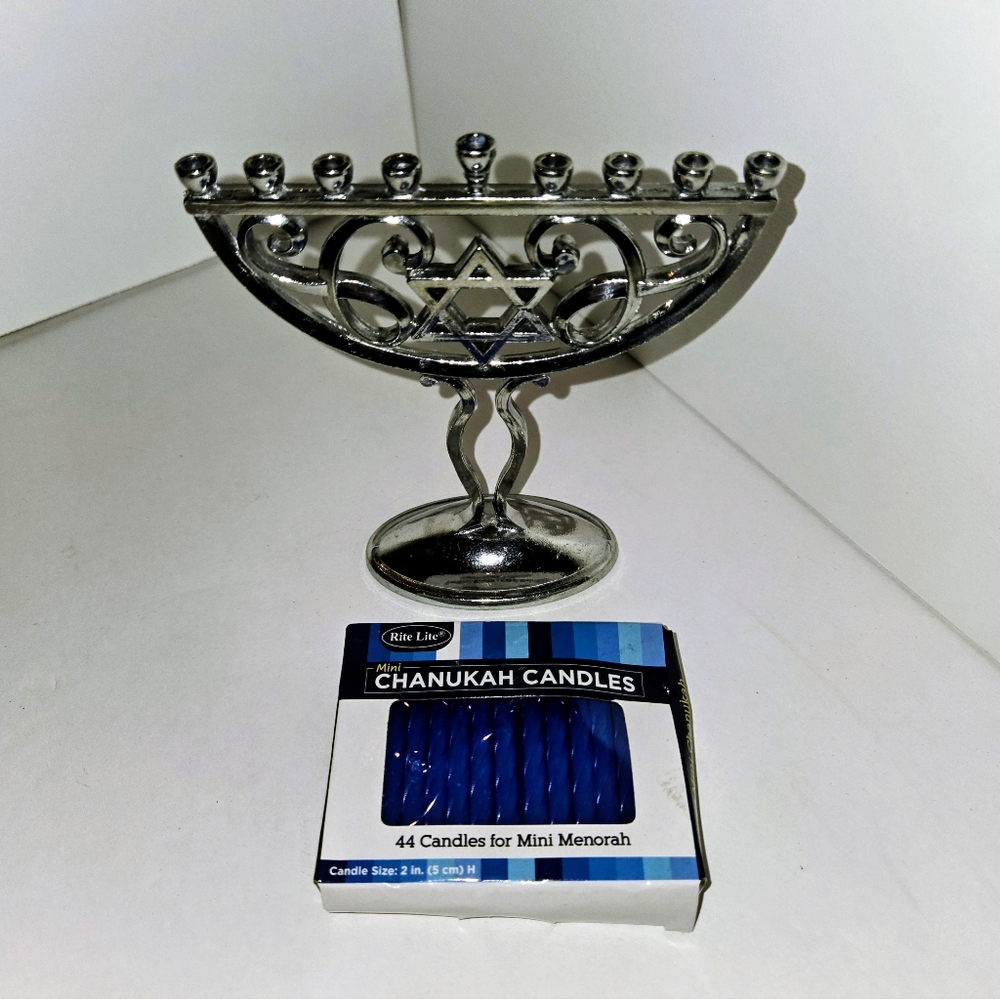 Rite Lite Mini Menorah with Blue Chanukah Candles